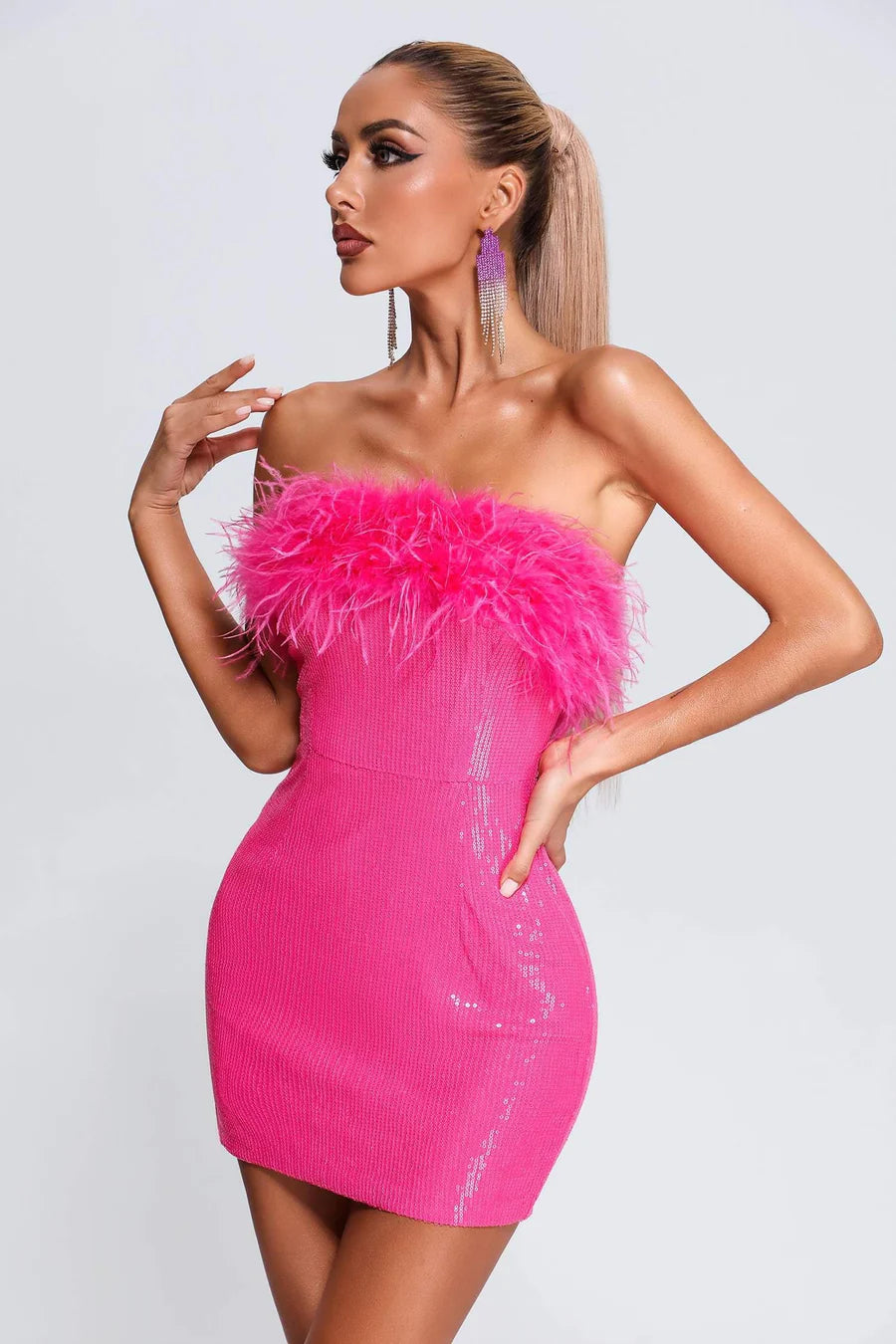 Feather and sequin dress